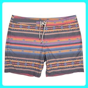 Faherty DGF Classic Boardshort Men 42 Fire Sky Aztec Southwestern Swim 7" NWT